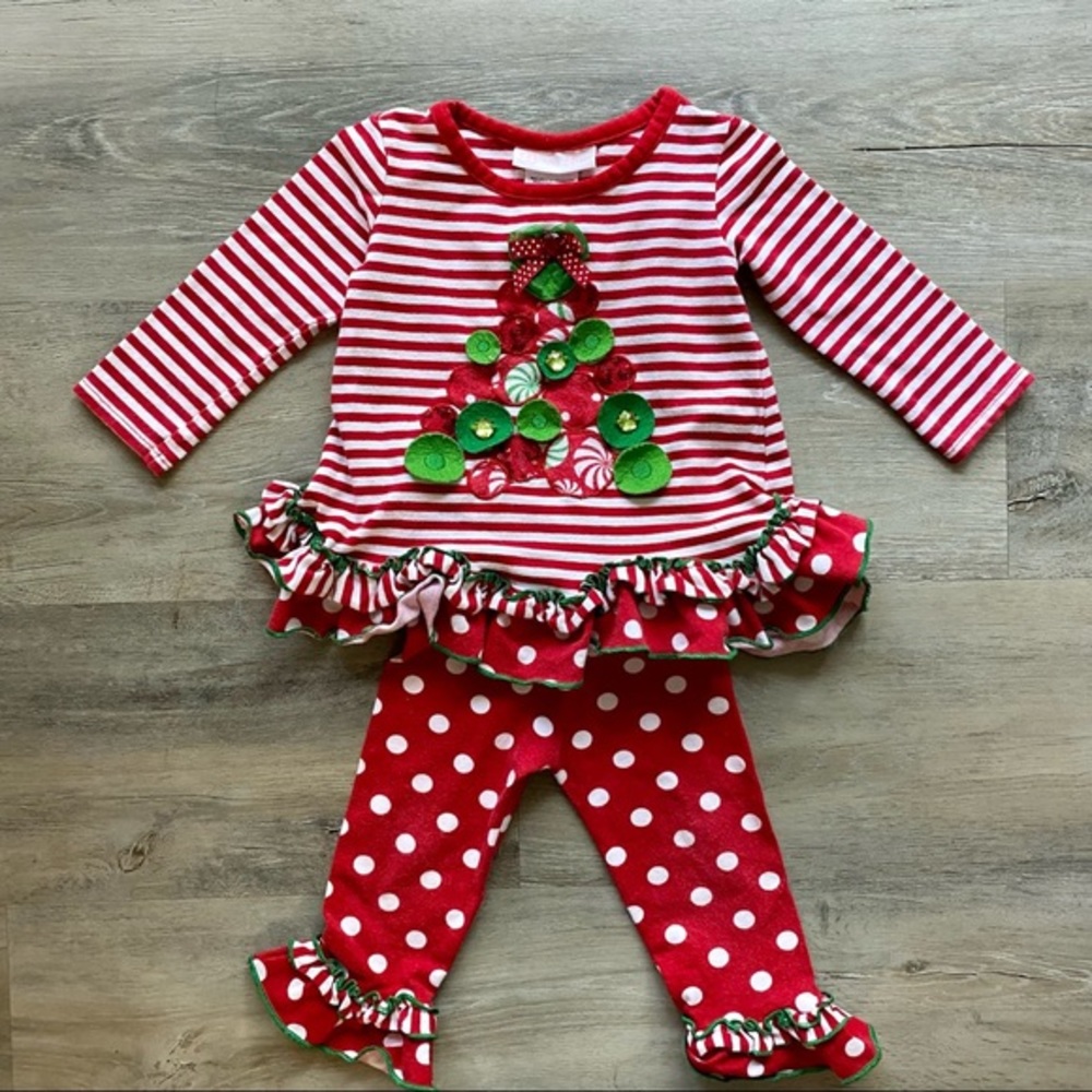 Bonnie Baby | Red Christmas Tree Holiday Outfit